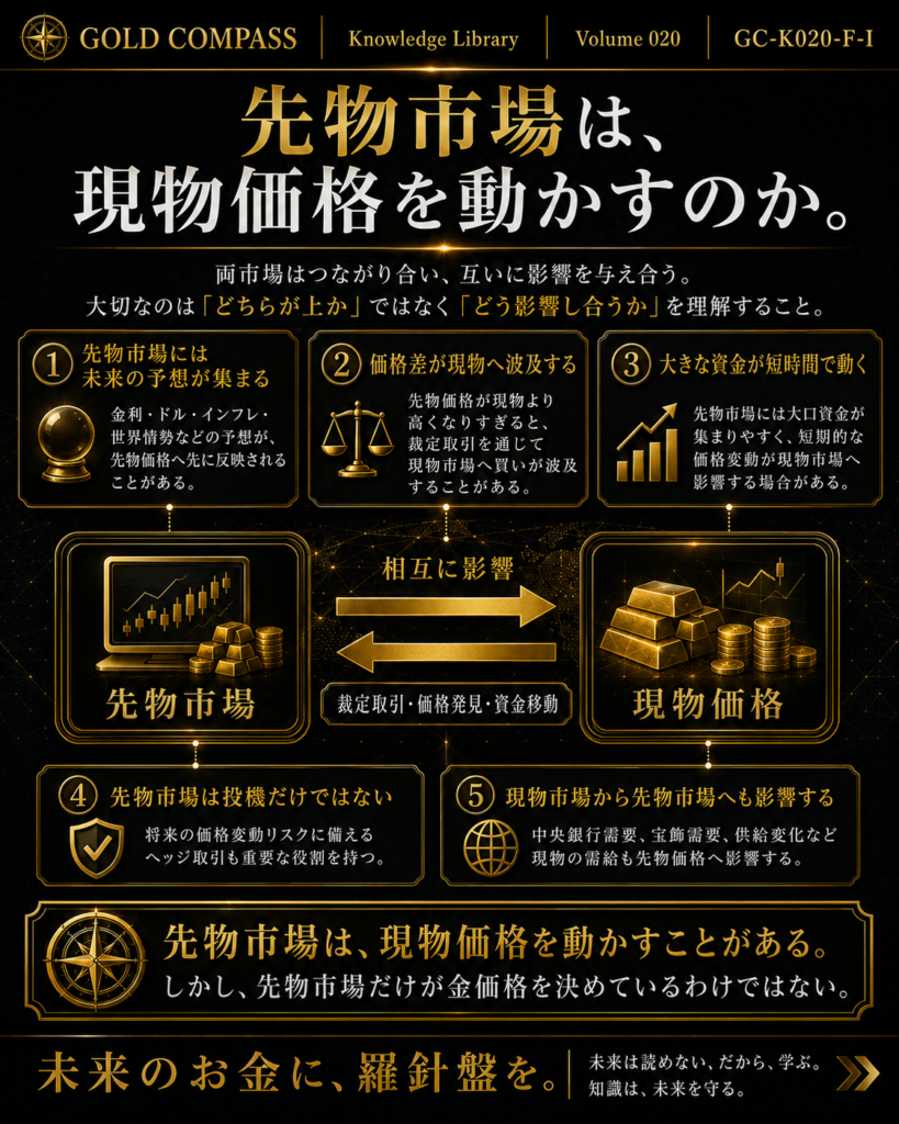 先物市場は現物価格を動かすのかを解説するGOLD COMPASS Knowledge Library Volume 020